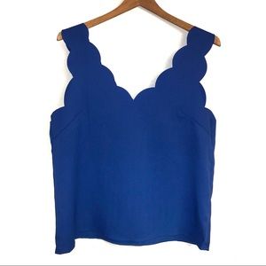 Shein Scalloped Neck Tank Top Blue Size L